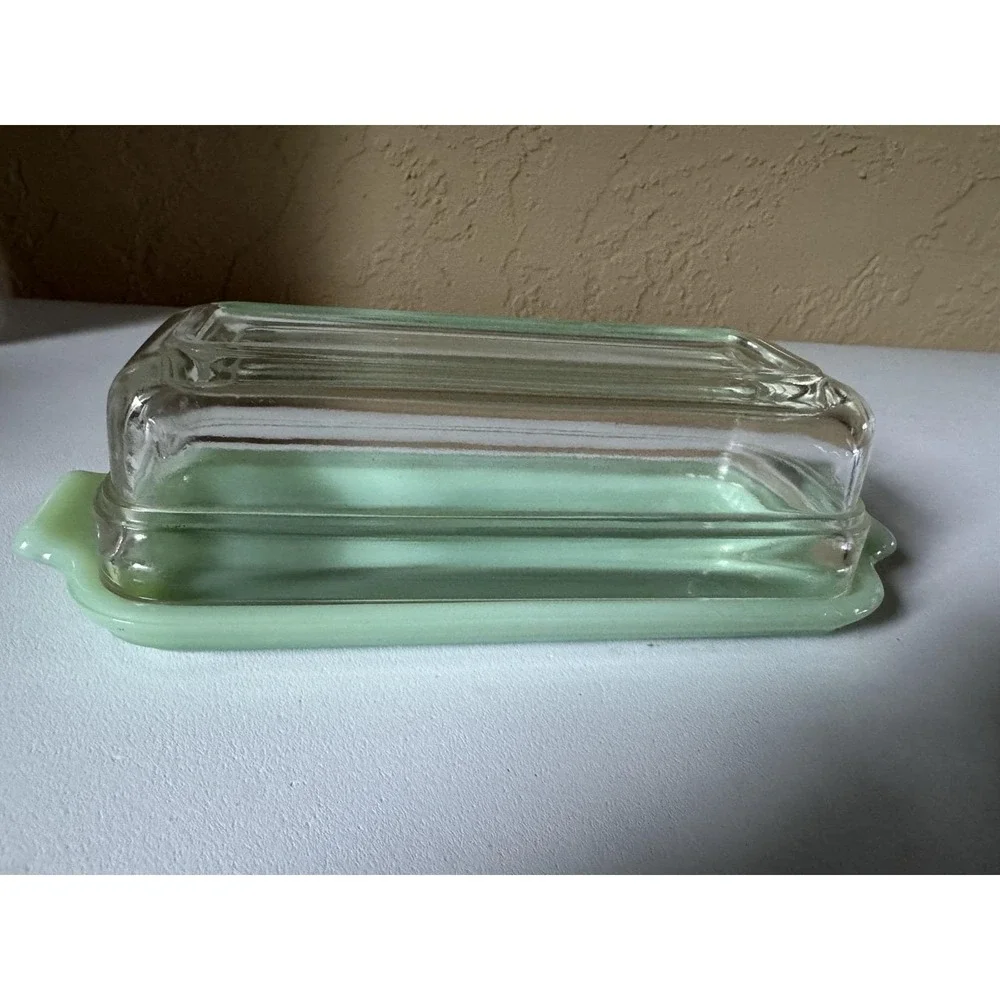 Fire King Jade 1/4 Lb Butter Dish with Lid Made In USA Vintage Oven Ware